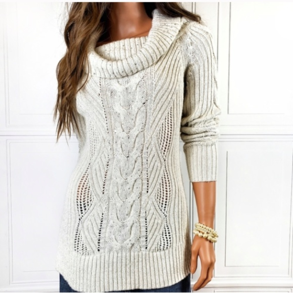 White House Black Market Sequin Sparkle Cowl Sweater - Medium